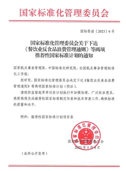 國(guó)家標(biāo)準(zhǔn)化管理委員會(huì)關(guān)于下達(dá) 餐飲業(yè)反食品浪費(fèi)管理通則 等兩項(xiàng)推薦性國(guó)家標(biāo)準(zhǔn)計(jì)劃的通知